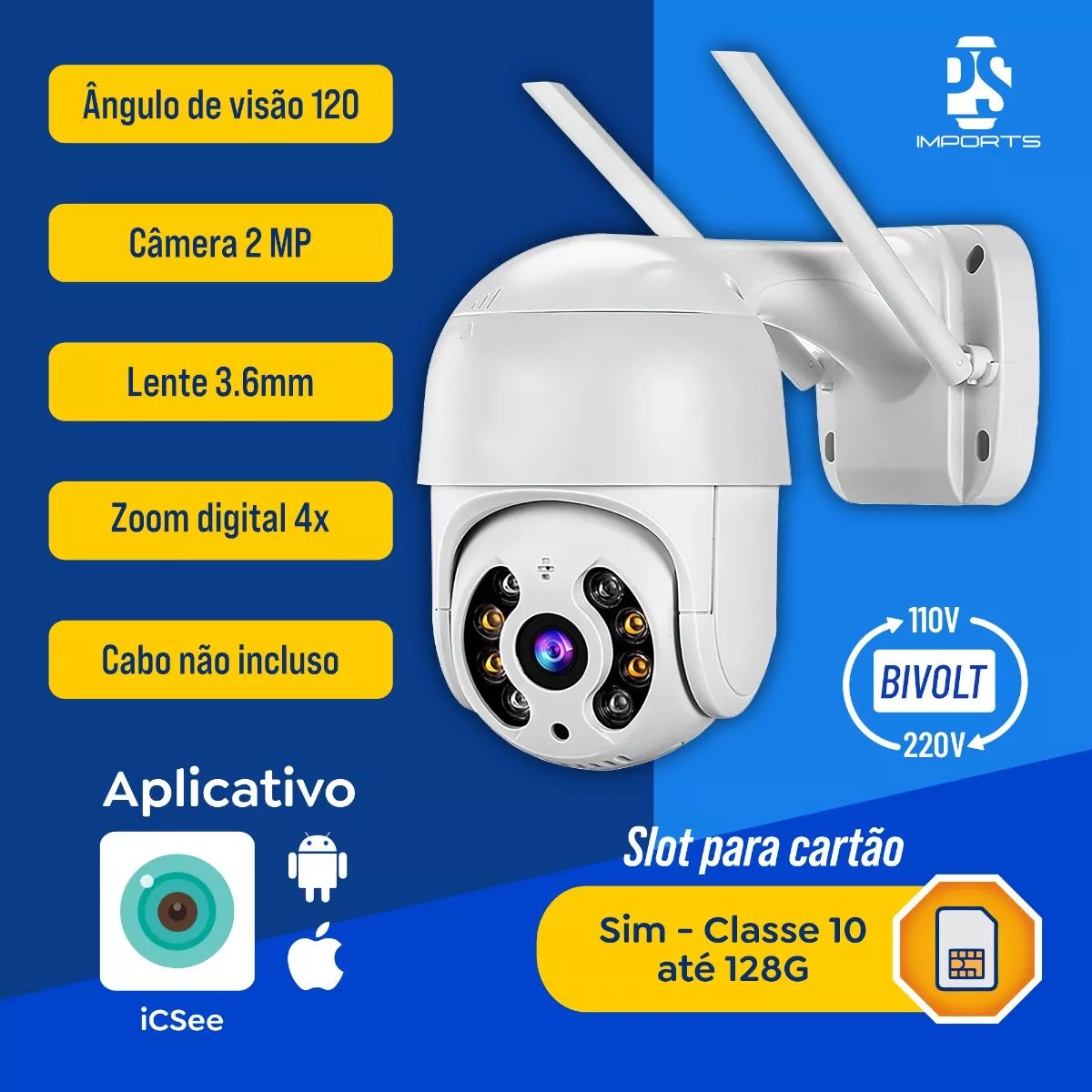 Câmera de Segurança WiFi 360° com Visão Noturna